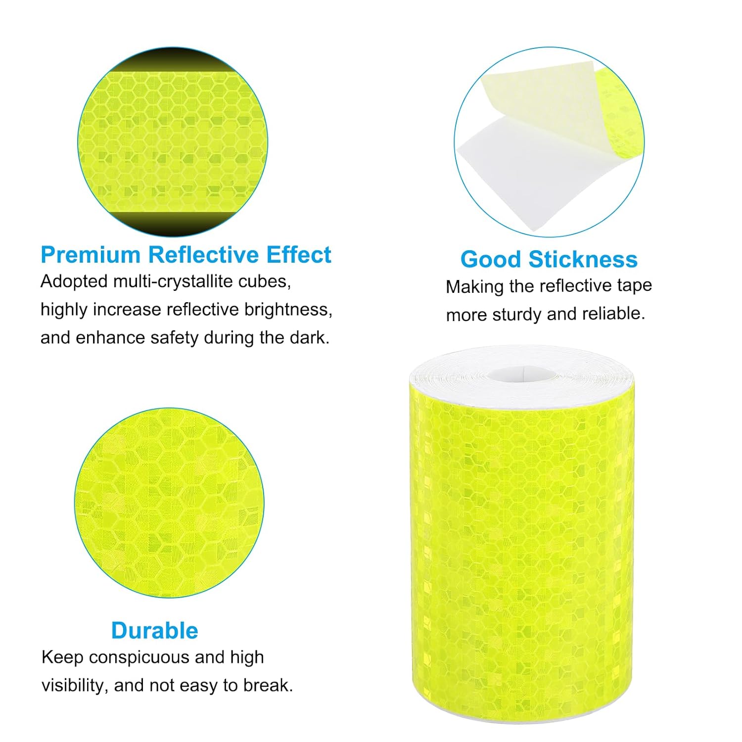 PATIKIL 4 Inch x 33 ft Reflective Tape, 1 Roll Waterproof Self Adhesive High Visibility Caution Warning Safety Tape Reflector with Scraper for Trucks Trailers Cars, Bright Yellow