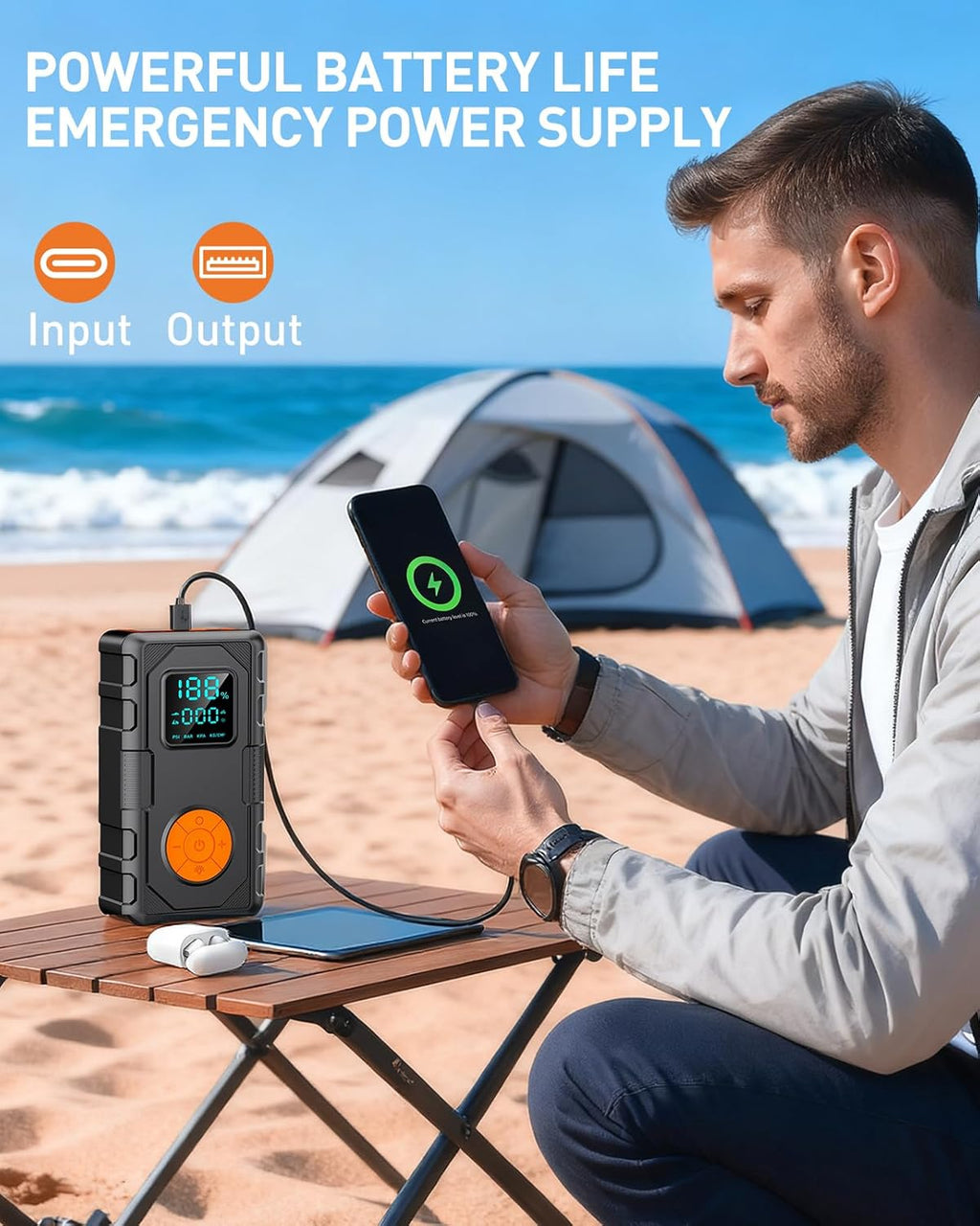 Jump Starter with Air Compressor, Car Battery Jump Starter (8.0 Gas/7.0L Diesel), Battery Jumper Starter Portable Jump Box, 12V Portable Car Jump Starter with Tire Inflator,Gift for Man Father Husband