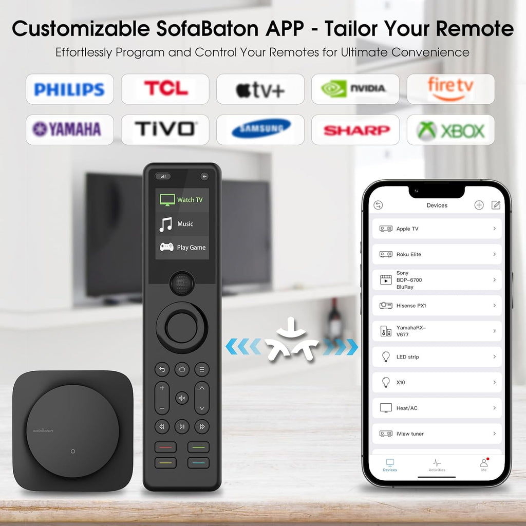 SofaBaton X1S Universal Remote, All in One Universal Remote Control with Hub & APP, One-Touch Activities, Compatible with 60+Devices, IR/Bluetooth/WiFi/Alexa/Google Assistant, Raise to Wake