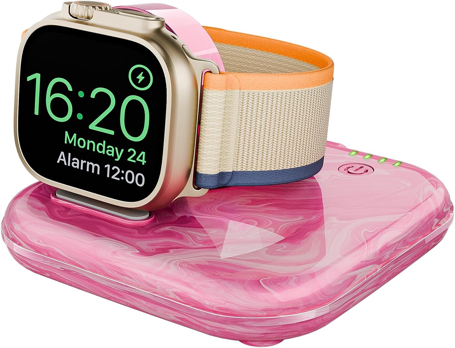 Portable for Apple Watch Charger 2000mAh - Foldable Magnetic Power Bank for Series 2-10/SE/Ultra1/2, Emergency Backup Charger with Type-C Travel Cable