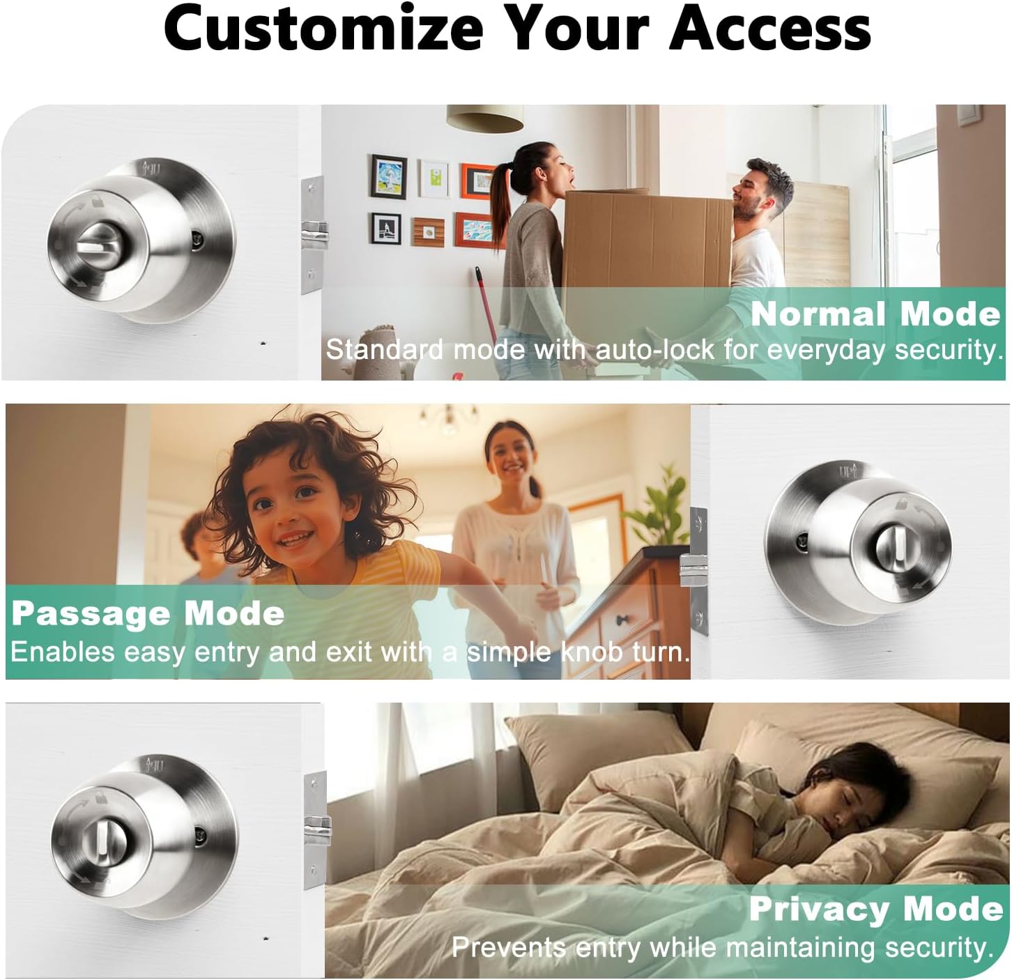 Fingerprint Smart Door Knob, Biometric Keyless Entry Door Lock with App Control & Backup Keys, Thumbprint Round Door Lock, Suitable for Home, Bedroom, Office, and Apartment Sliver