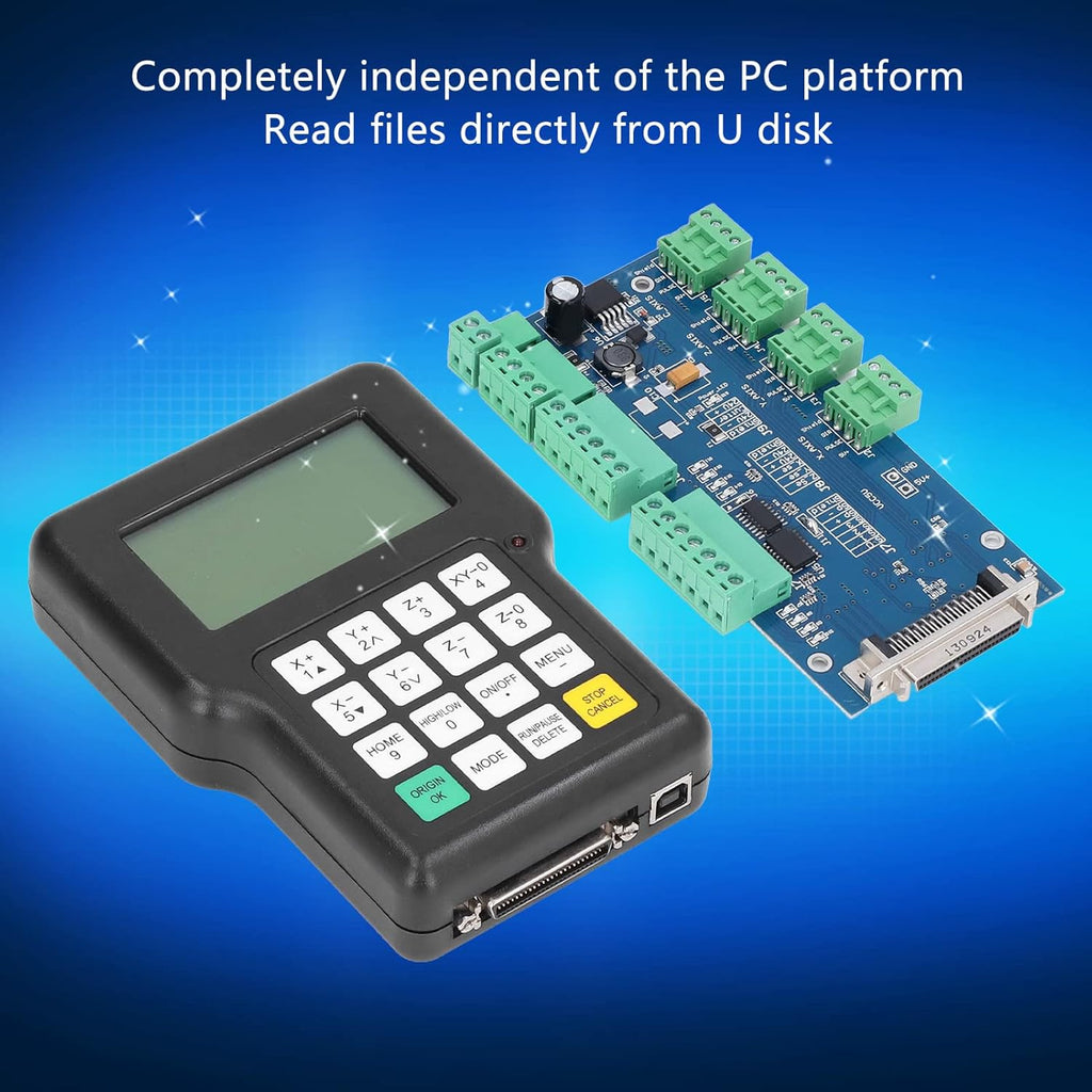 CNC Offline Controller, 3 Axes CNC DSP Remote Hand Control Supports High Microstepping Offline Control Module, Control Board USB Port CNC Router Controller for CNC Lathe Engraving Milling Machine