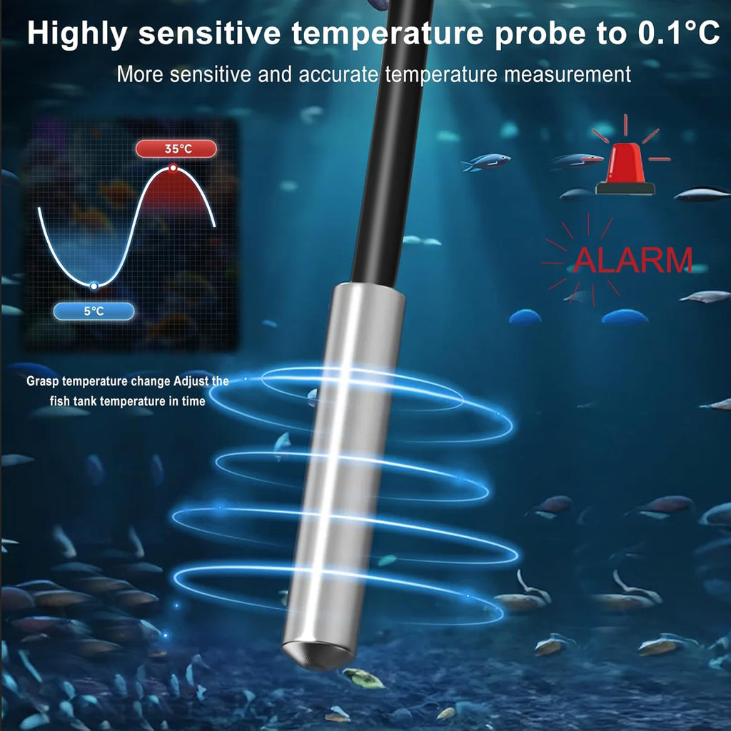 2 pcs Refrigerator Thermometer Freezer Alarm Digital Freezer Thermometer Fridge Thermometer with Extra Sensor high and Low Temperature Alarm (2, Black, ZZ10)