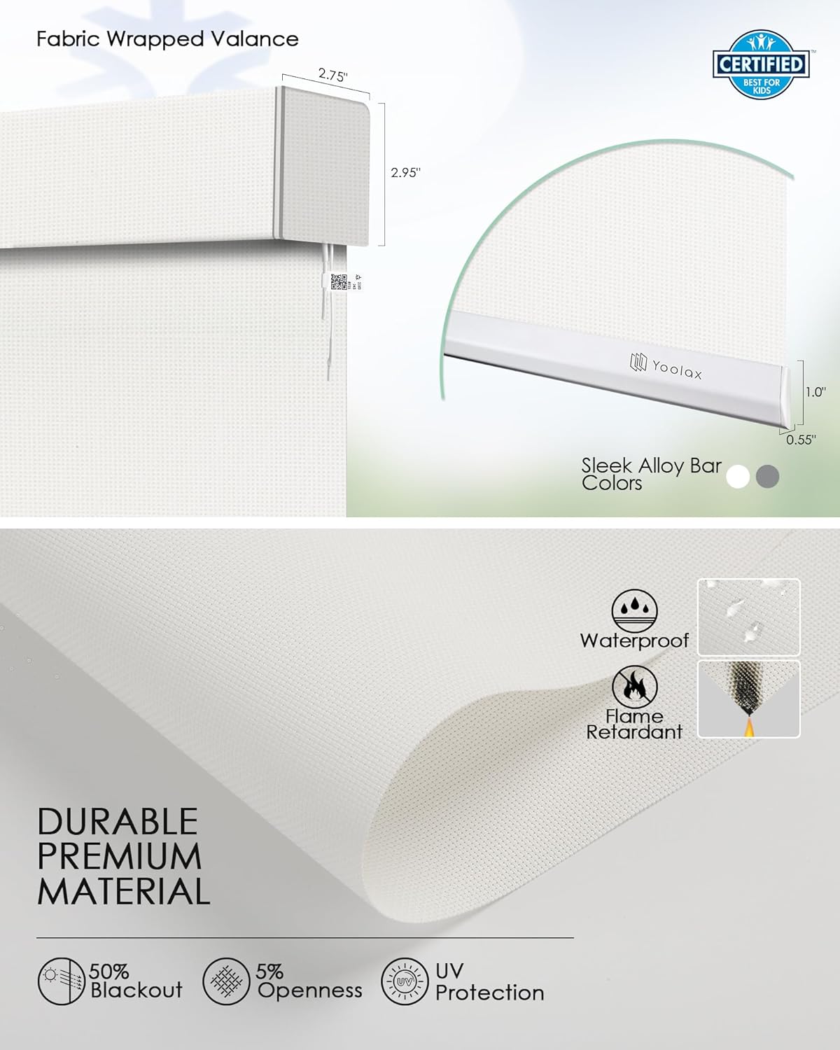 Yoolax Smart Blinds, Motorized Matter Solar Shades Flame Resistat Automatic Blinds for Windows Motorized Shades Compatible with Alexa, Google Home, Homekit(Solar-5% Openness White)
