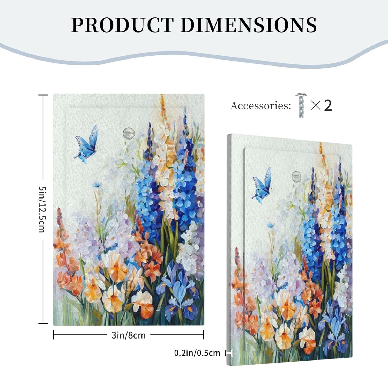 Decorative Light Switch Plate Covers Rustic Colorful Floral Garden Flowers 1 Gang No Device Single Blank Outlet Covers Wall Plate Light Switch Cover Plate for Country Bedroom Home Decor