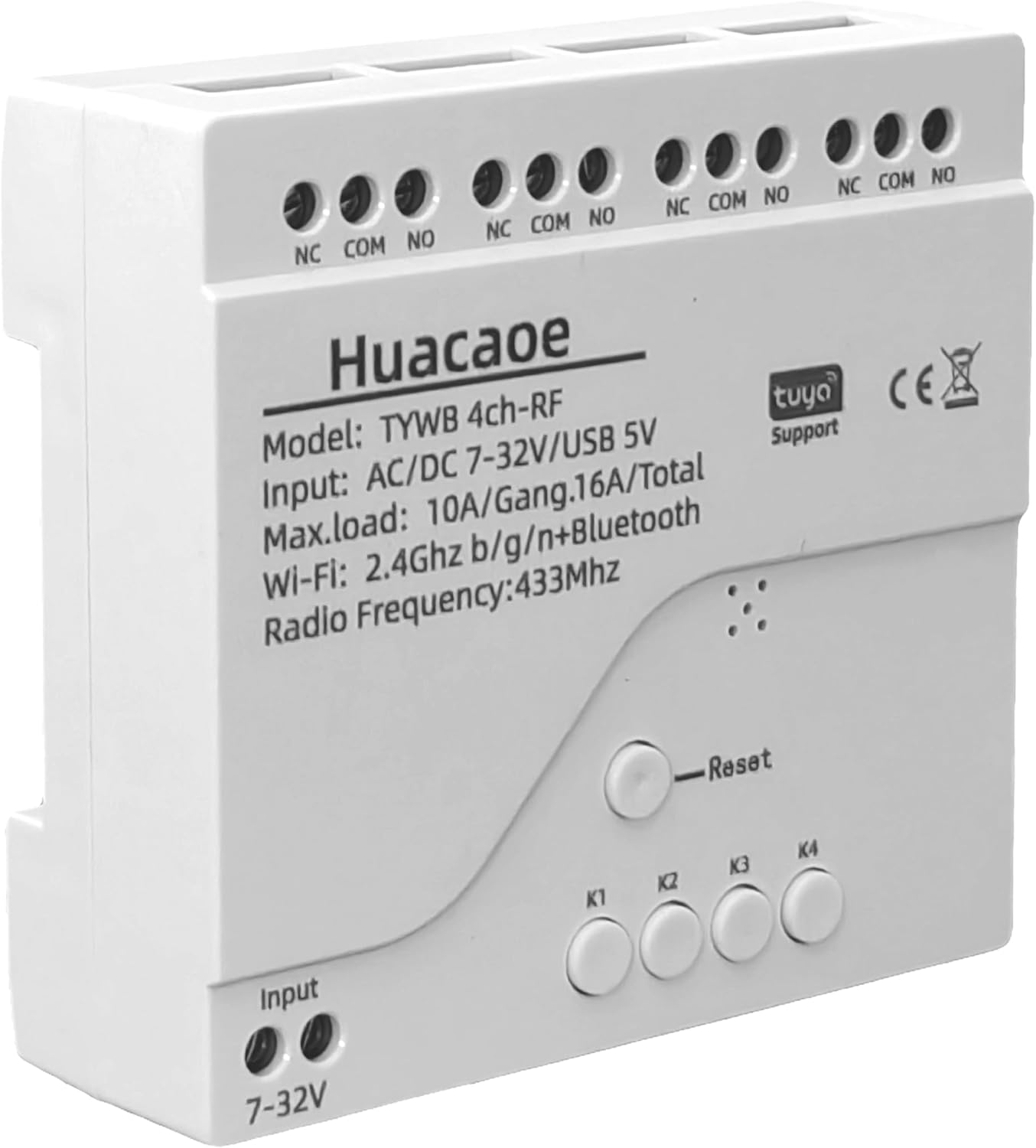 Tuya 4 Channel Updated USB 5V/DC/AC 7-32V, Momentary Inching Self-Locking Relay Module,Tuya App Remote Control,WiFi RF Bluetooth Switch Module,Dry Contact,Compatible with Alexa Goolge Home