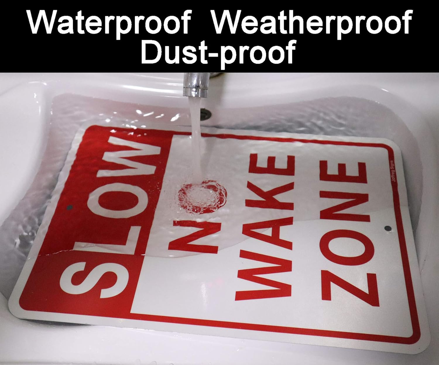 Joffreg Slow Down No Wake Zone Sign,17 x 12 Inches,Reflective Aluminum,UV Printed,Weather Resistant,Waterproof,Durable Ink,Easy to Mount,Outdoor Use,2 Pack