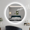 STARLEAD 24" LED-Bathroom-Mirror-with-Lights, Wall-Mounted with Bluetooth Speaker, Anti-Fog, 3 Color Temperature, Dimmable Brightness, Waterproof, Tempered Glass, Frontlit & Backlit, Round