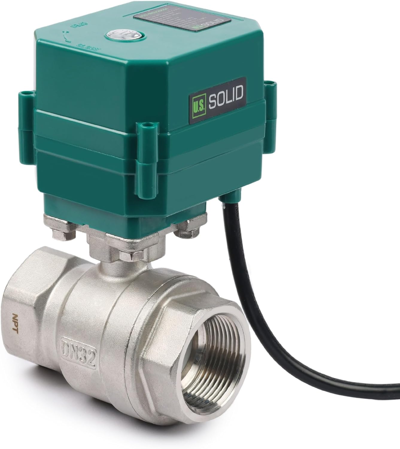 U.S. Solid 1-1/4" Motorized Ball Valve with US Plug 110VAC Stainless Steel Electrical Ball Valve,Auto Return, Normally Closed, IP65