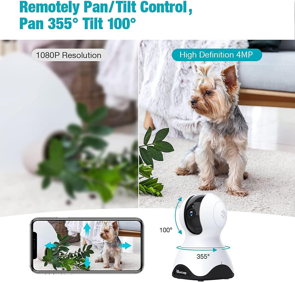 2.5K Security Camera Indoor, 360° Cameras for Home Security, 5G/2.4G WiFi Pet/Dog/Baby/Nanny/Cat Monitor Camera with Phone app, 2-Way Audio, Night Vision, 24/7 SD Card Storage, Cloud, Works with Alexa