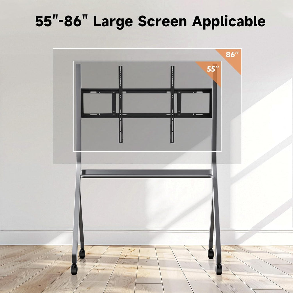 Smart Board Stand with Four Lockable Wheels for 55"-86 Electronic Whiteboard, Digital Whiteboard Stand for Home, Smart Board for Classroom and Office with Mobile Stand