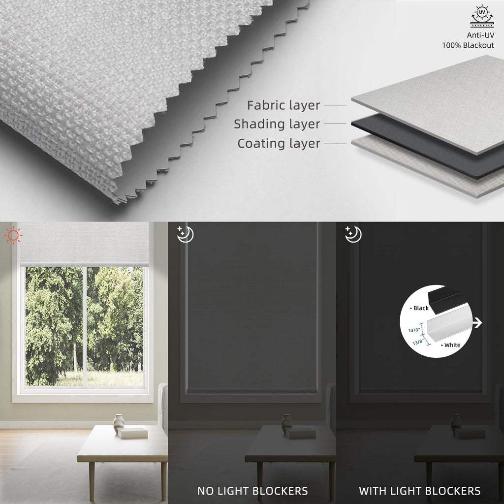 SmartWings Motorized 100% Blackout Shades Blinds, Custom Size, Cordless Window Shades with Rechargeable Battery, Work with Matter/Apple HomeKit, Alexa, Thread/Zigbee, Remote Optional, Vigor White