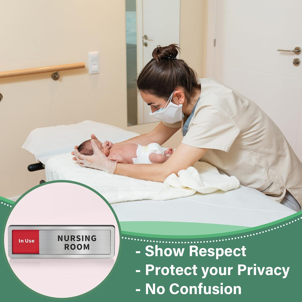 Nursing Room Door Sign with Slider, Do Not Disturb Privacy Office Sign, In Use/Available Acrylic Sliding Indicator for Business Hospital Home, Brushed Silver 8" x 2.6"