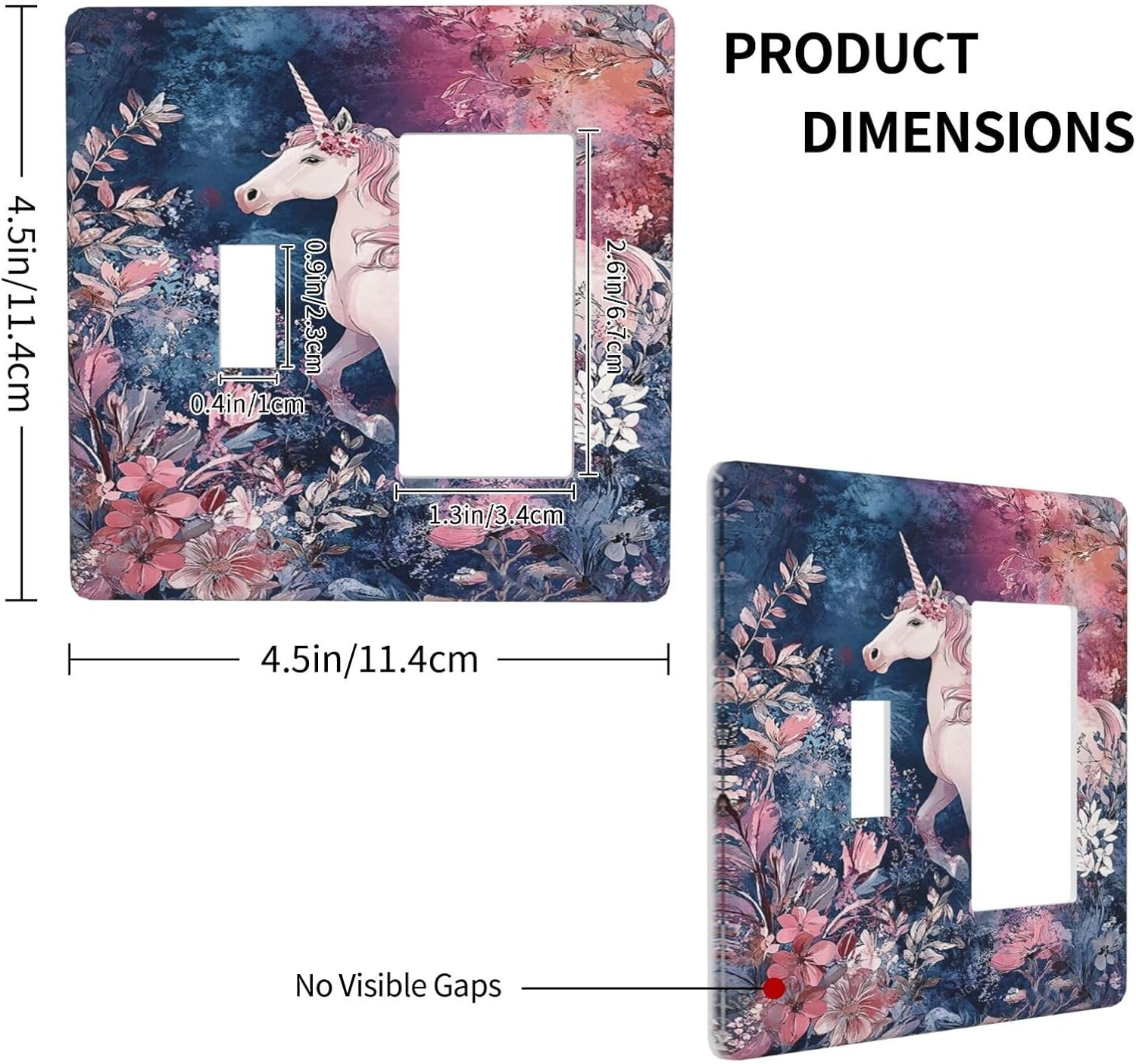 Outlet Covers Fantastic Pink Unicorn Wildflower Forest 1 Toggle 1 Rocker Combo Light Switch Cover Plate Decorative Switch Plate Covers Electrical Wall Plate for Bedroom Kids room Decor