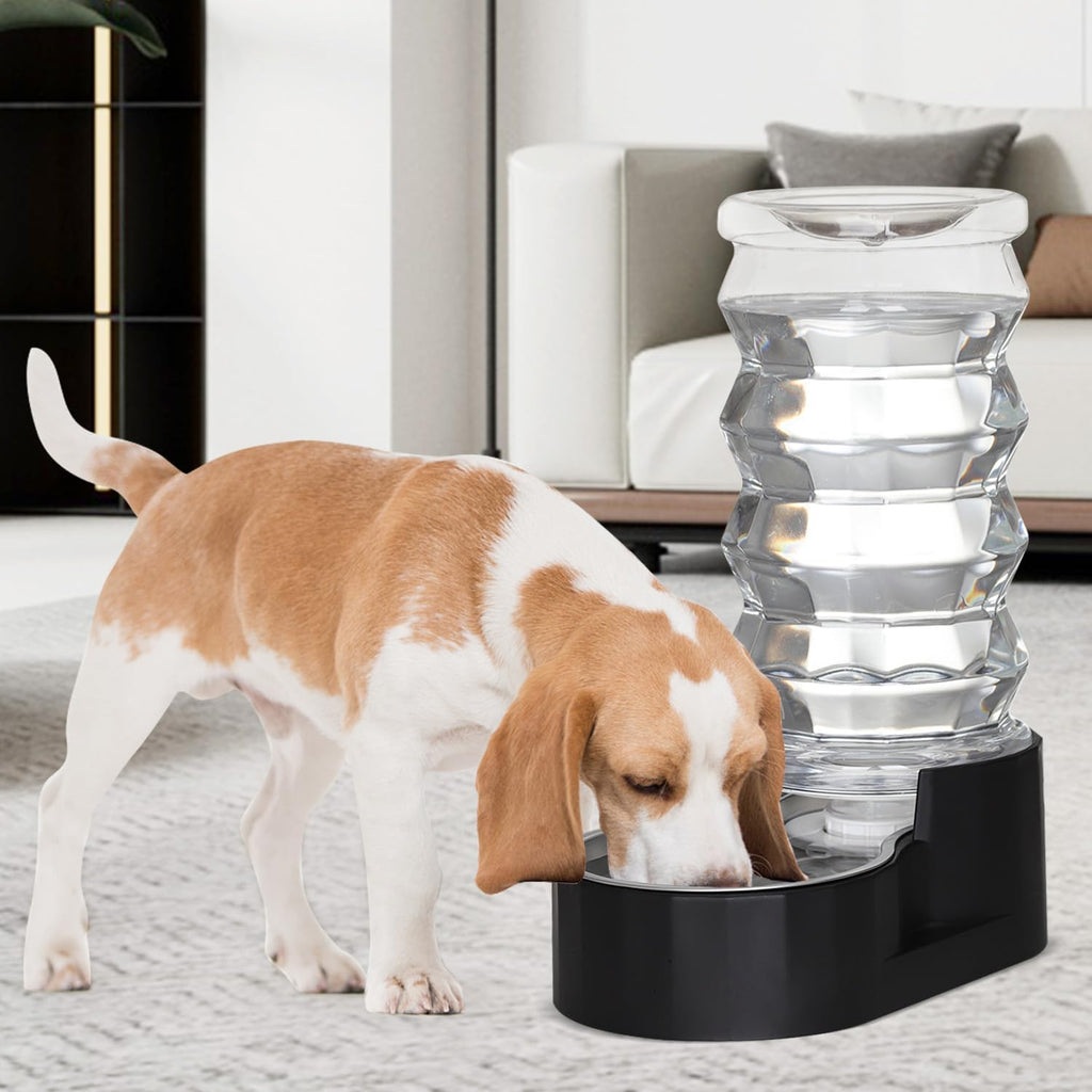 RIZZARI Dog Water Dispenser Bowl: 8L Large Black Stainless Steel Automatic Pet Dispenser with Triple Filter and Specialized Brush - for Senior Dogs with Joint Problems in Garage Garden