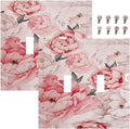 Decorative Light Switch Plate Covers Ink Pink Peony Flower Rustic Floral 2 Gang Light Switch Cover Unique Double Toggle Wall Plate Outlet Covers for Bedroom Home Decor （2 Pack）