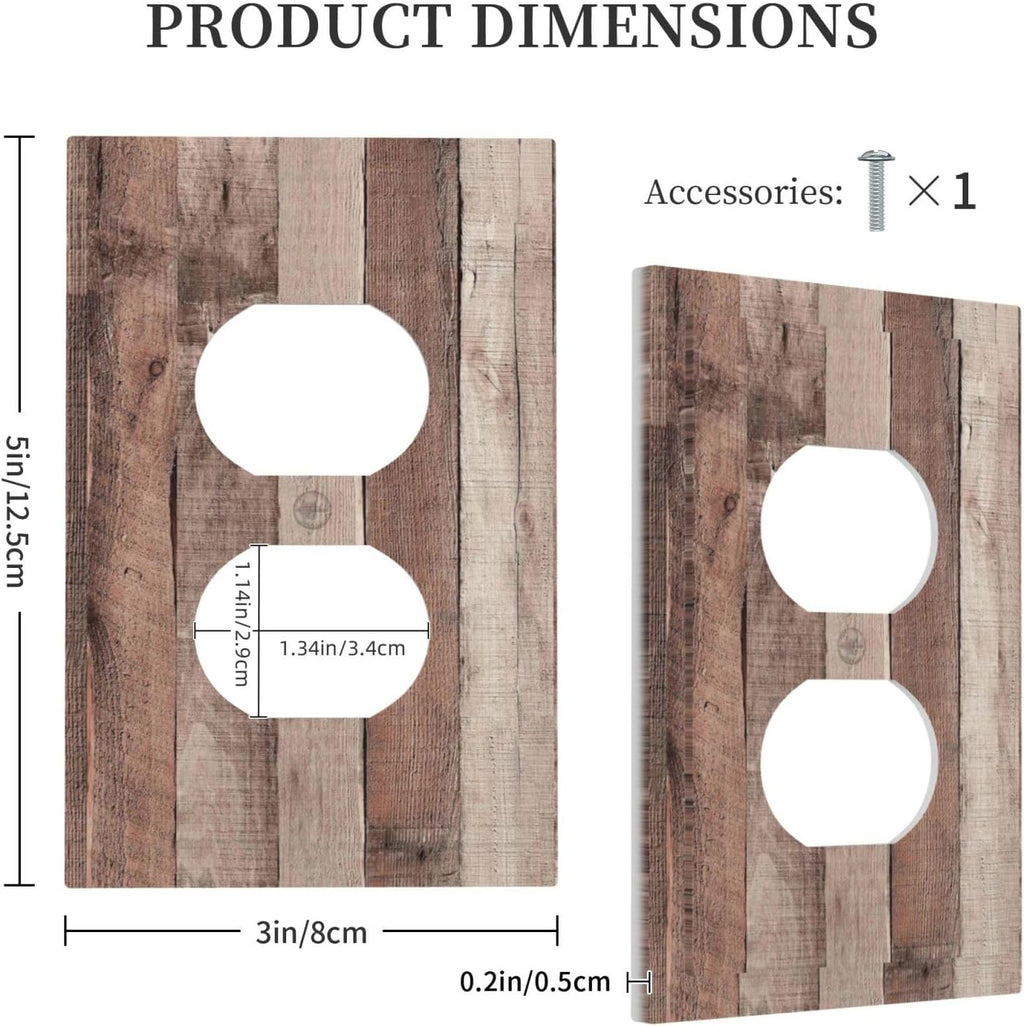 Outlet Covers Retro Wood Brown Farmhouse Barn Wooden 1 Gang Duplex Light Switch Cover Decorative Switch Plates Electrical Receptacle Faceplate Wall Plate for Farmhouse Cabin Decor