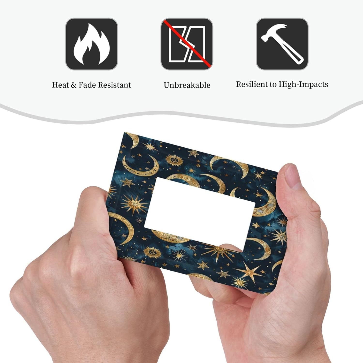 Decorative Outlet Covers Modern Abstract Sky Blue Gold Moon Sun Star 1 Gang Single Rocker Light Switch Cover Plate Wall Plates GFCI Faceplate for Bedroom Kids room Decor
