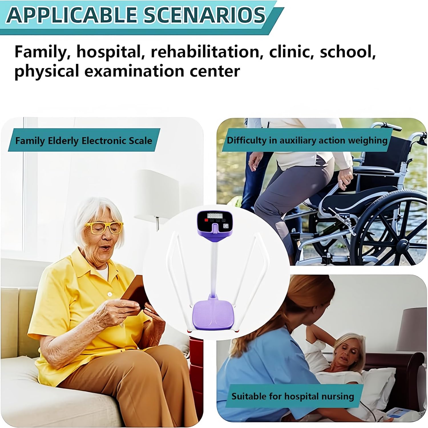 Assist The Elderly in Measuring Weight gain While Standing, with an Electronic Scale with armrests, Suitable for use in clinics, Hospitals, Schools, Nursing Homes (Coconut Meat White)