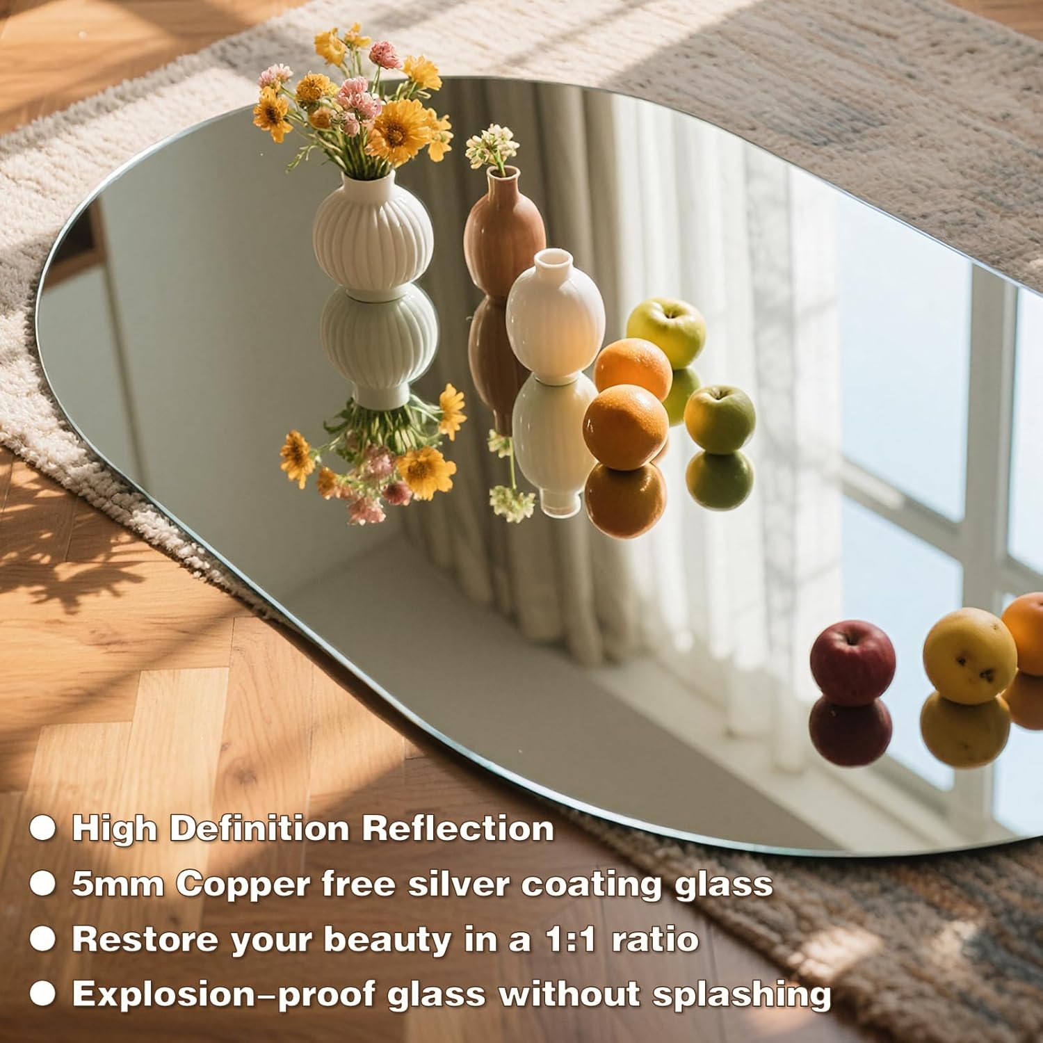 36" x 24" Oval LED Mirror for Bathroom, Backlit Vanity Mirror with Lights, Frameless Smart Wall Mirror, 3 Colors Stepless Dimmable, Anti-Fog, Shatterproof, Memory, CRI95+(Horizontal/Vertical)