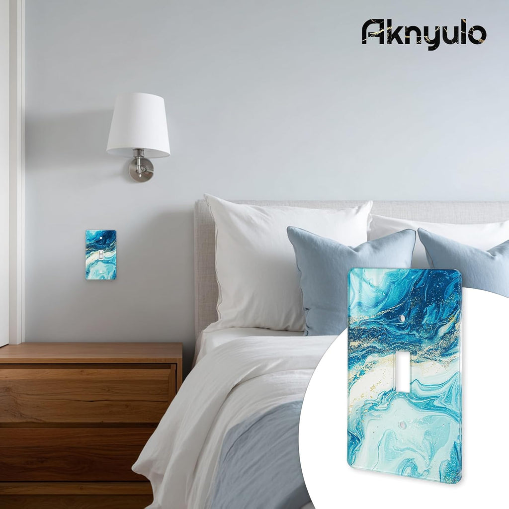 Elegant Marble Bedroom Acrylic Single Toggle Decor Light Switch Plate Cover Wall Plate Outlet Covers For Bedroom Kitchen Home Decorative