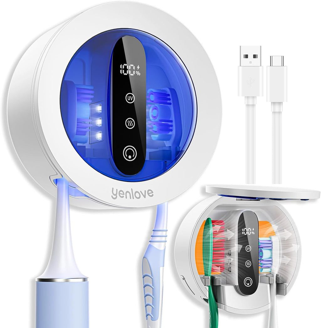 Toothbrush Holders for Bathroom,Wall-Mounted Toothbrush Holder,Smart Toothbrush Cleaner with LED Screen and Drying,Electric Tooth Brush Holder Fits Most Size Toothbrushes for Home & Travel