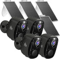 4PC 2K Security Camera Wireless Outdoor, Solar Camera for Home Security, Battery Powered WiFi Security Cameras with Color Night Vision, AI Motion Detection, 2-Way Audio, IP65, SD/Cloud, Works Alexa G