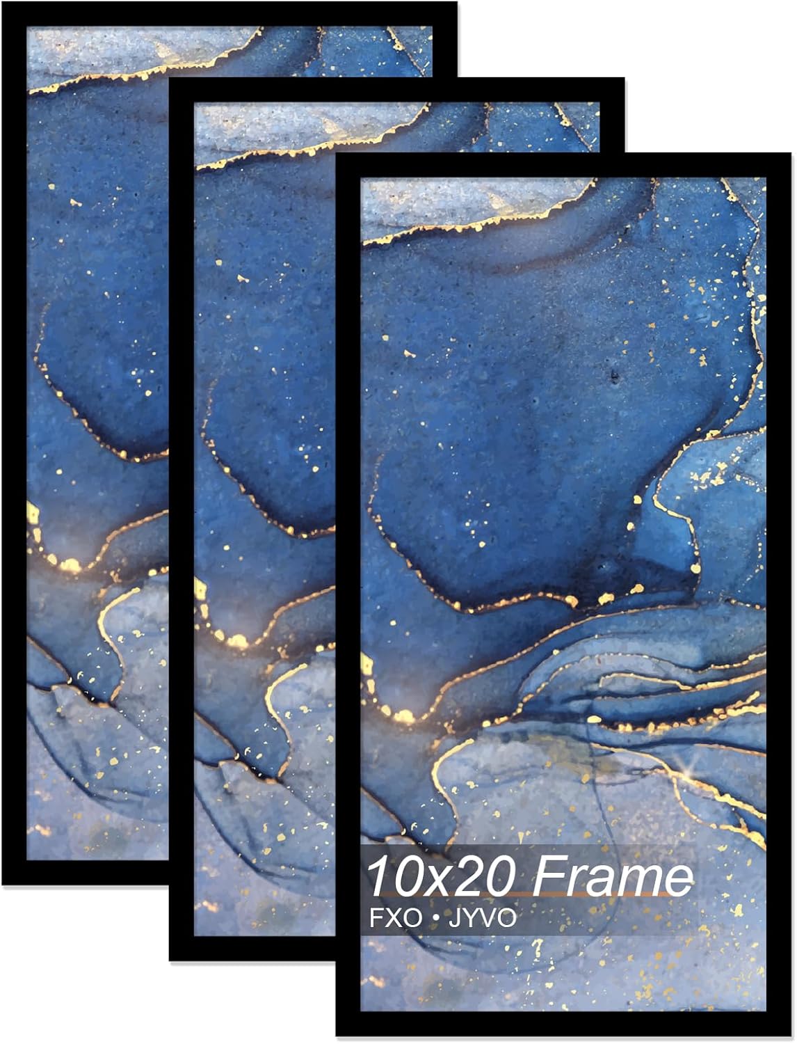 10x20 Picture Frame Set of 3, Black Frame for 10 x 20 Inch Picture Poster Photo, Light Weight and High Transparent 10 by 20 Frame for Wall - 3 Pack/Black/10 x20
