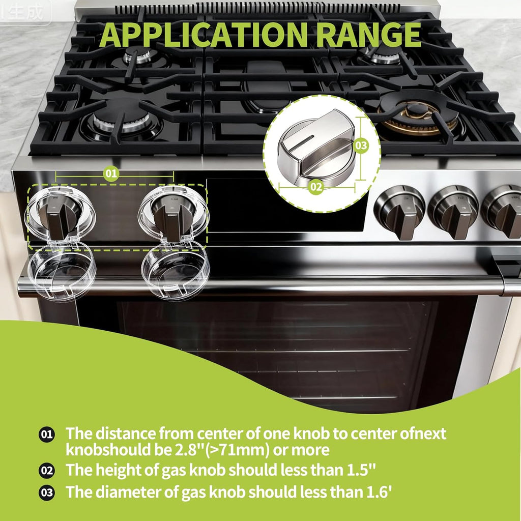 6 Pack Gas Stove Knob Covers – Heat-Resistant Baby Proof Stove Knob Locks with Universal Size, Stove Child Proof Knobs with Adhesive, Stove Safety Guard for Kids Toddler Pet(Transparent)