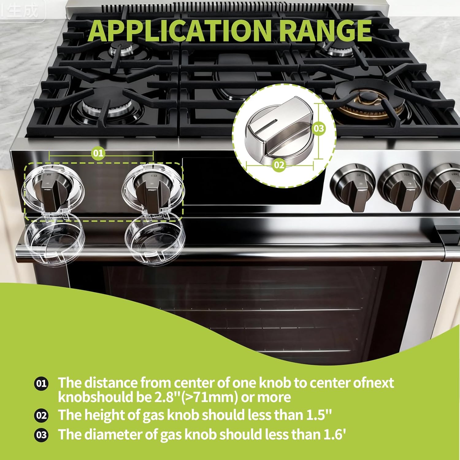 4 Pack Gas Stove Knob Covers – Heat-Resistant Baby Proof Stove Knob Locks with Universal Size, Stove Child Proof Knobs with Adhesive, Stove Safety Guard for Kids Toddler Pet(Transparent)