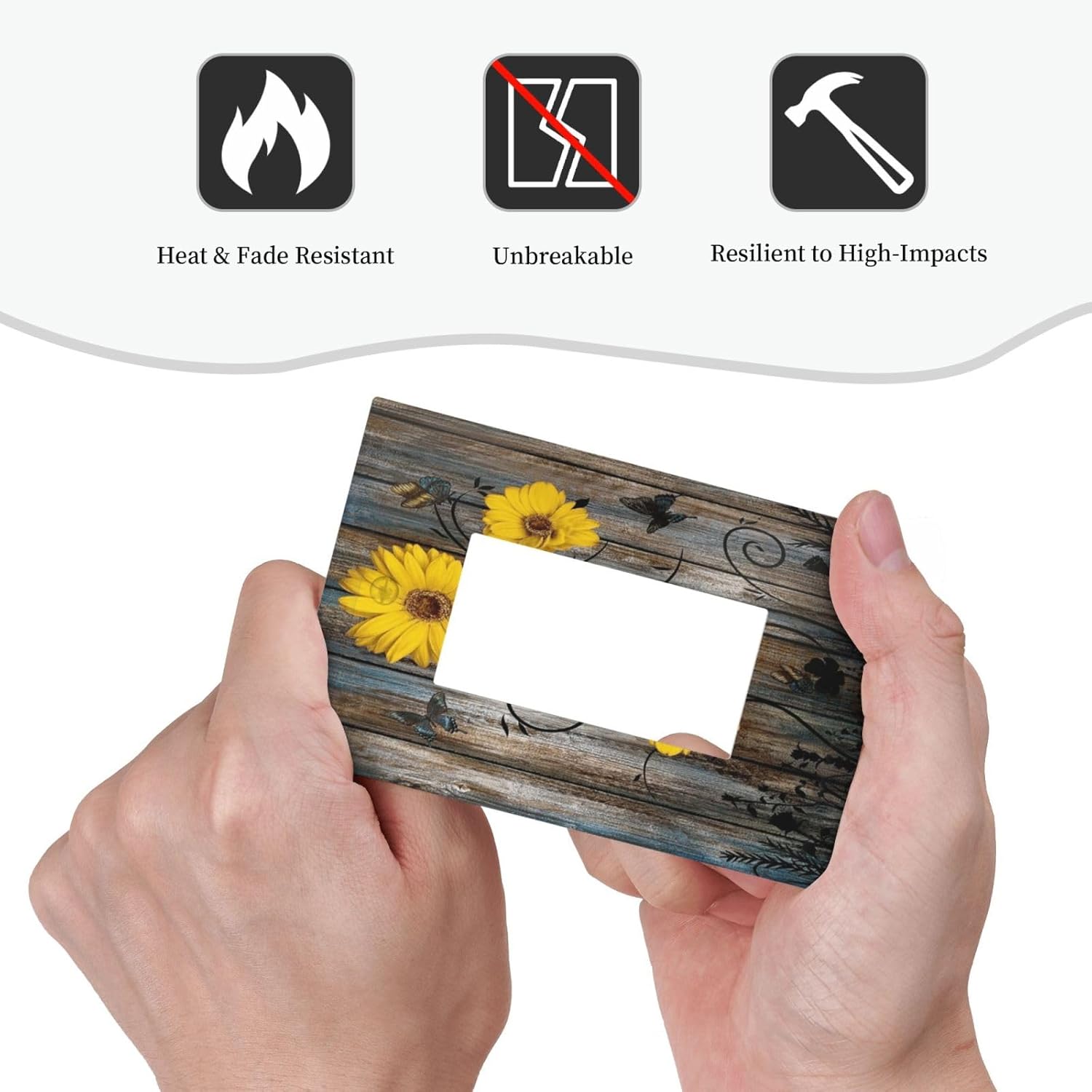 Rustic Barn Sunflower Wooden Daisy Flower Plank Decorative Outlet Covers 1 Gang Single Rocker Light Switch Cover Plate Wall Plates GFCI Faceplate for Farmhouse Home Decor
