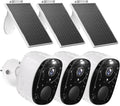 3pcs Solar Security Camera Wireless Outdoor, 2K WiFi Outdoor Camera for Home Security with Solar Panel, 24/7 Recording,AI Motion Detection,Color Night Vision, IP65 Waterproof, 2 Way Audio,SD/Cloud