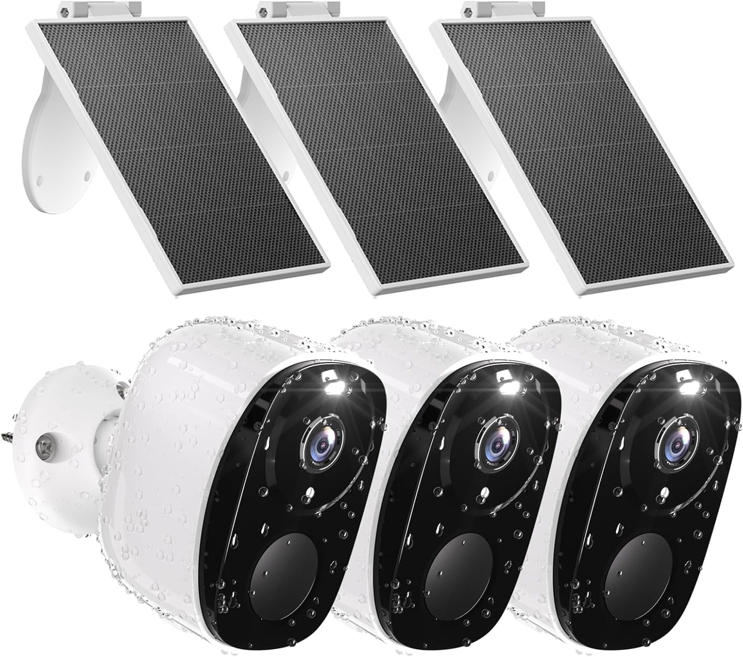 3pcs Solar Security Camera Wireless Outdoor, 2K WiFi Outdoor Camera for Home Security with Solar Panel, 24/7 Recording,AI Motion Detection,Color Night Vision, IP65 Waterproof, 2 Way Audio,SD/Cloud