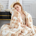 SAPHREAS Faux Fur Throw Blanket for Couch, Fluffy Fuzzy Bubble Blanket for Sofa Bed Living Room, Decor Soft Cozy Gifts for Women Men, 50x60” Tie Dye Khaki