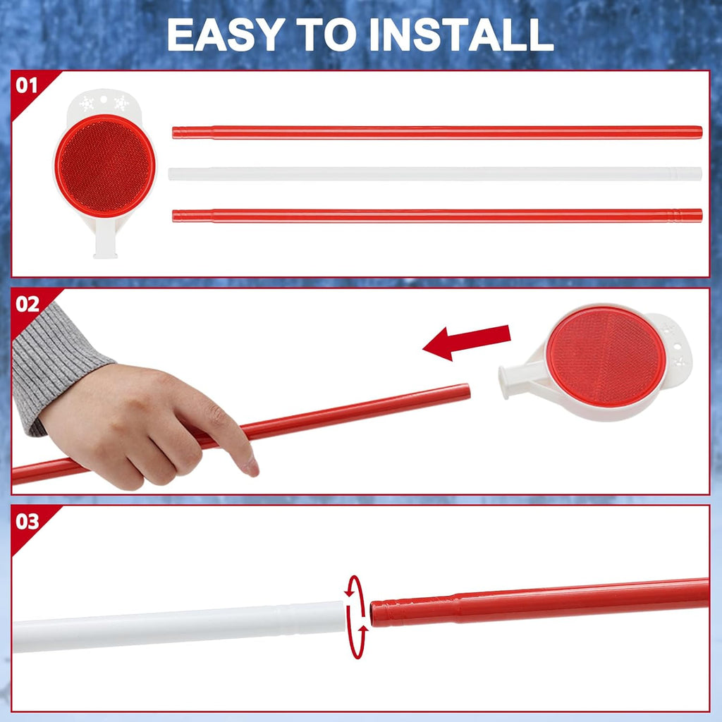 4 Pack Driveway Markers,48 Inch Steel Metal Double Sided Driveway Reflectors,High Visibility Reflective Driveway Markers Snow Stakes for Snow Plowing,Parking Lots,Walkways,Landscape