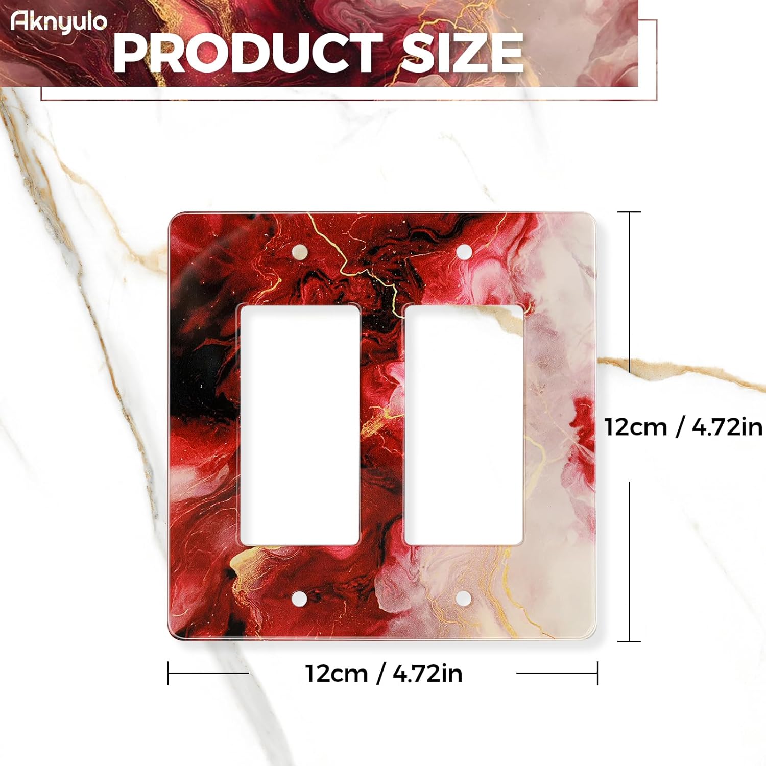 Rich Burgundy Marble Acrylic Light Switch Wall Plate Plates Decorative Electrical Outlet Cover Plates Acrylic 2 Gang Wall Outlet Covers Switch Plates