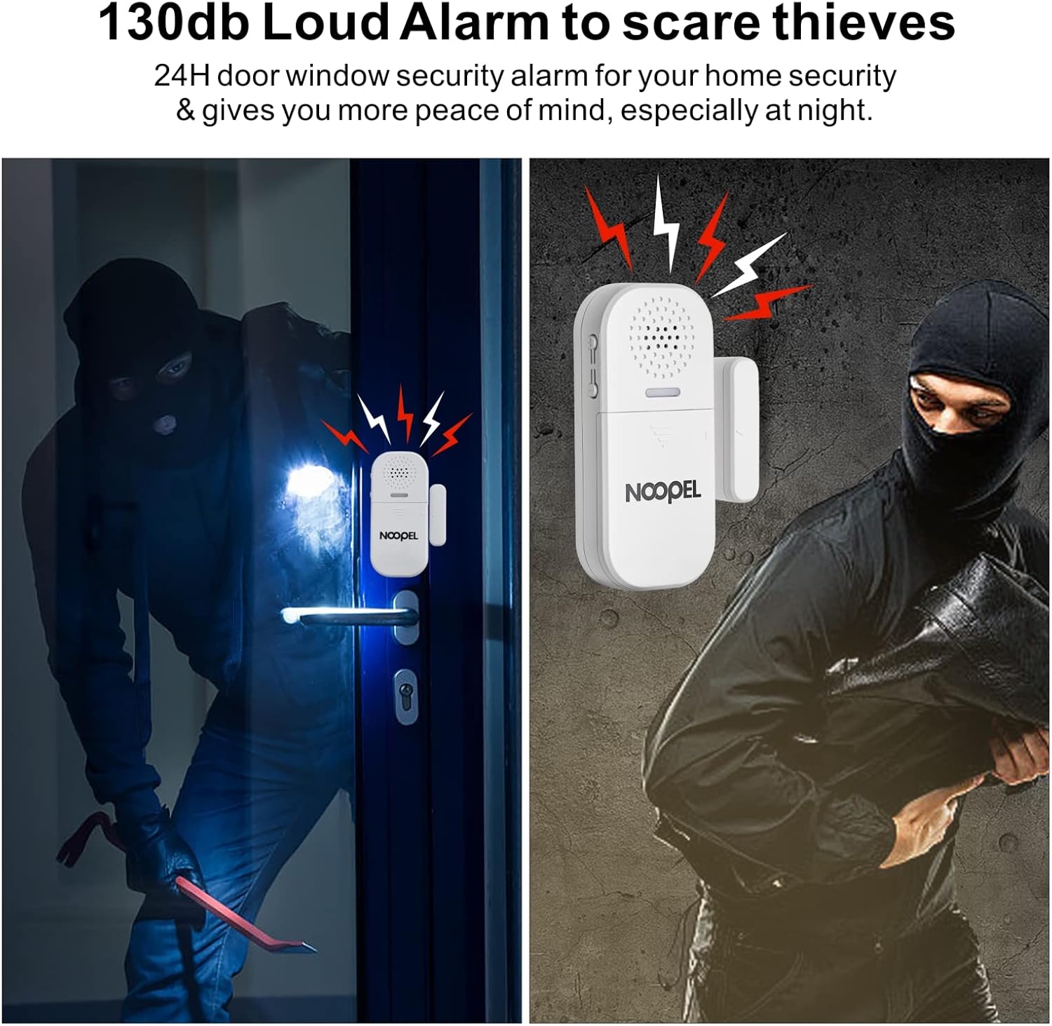 Door Alarms for Kids Safety, 2 Pack 130dB Window Sensor Pool Alarms When Opened for Home Security, 2-in-1 Alarm & Chime, 5-Level Volume Control, Door Chimes When Door Opens with Remote