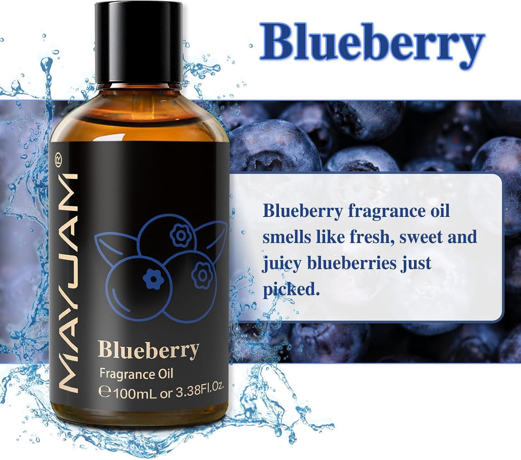 MAYJAM 100ML/3.38FL.OZ Blueberry Fragrance Oils with Glass Dropper, Essential Oils for Diffusers for Home, Long Lasting Scented Oils for Diffusers Soap Candle Making