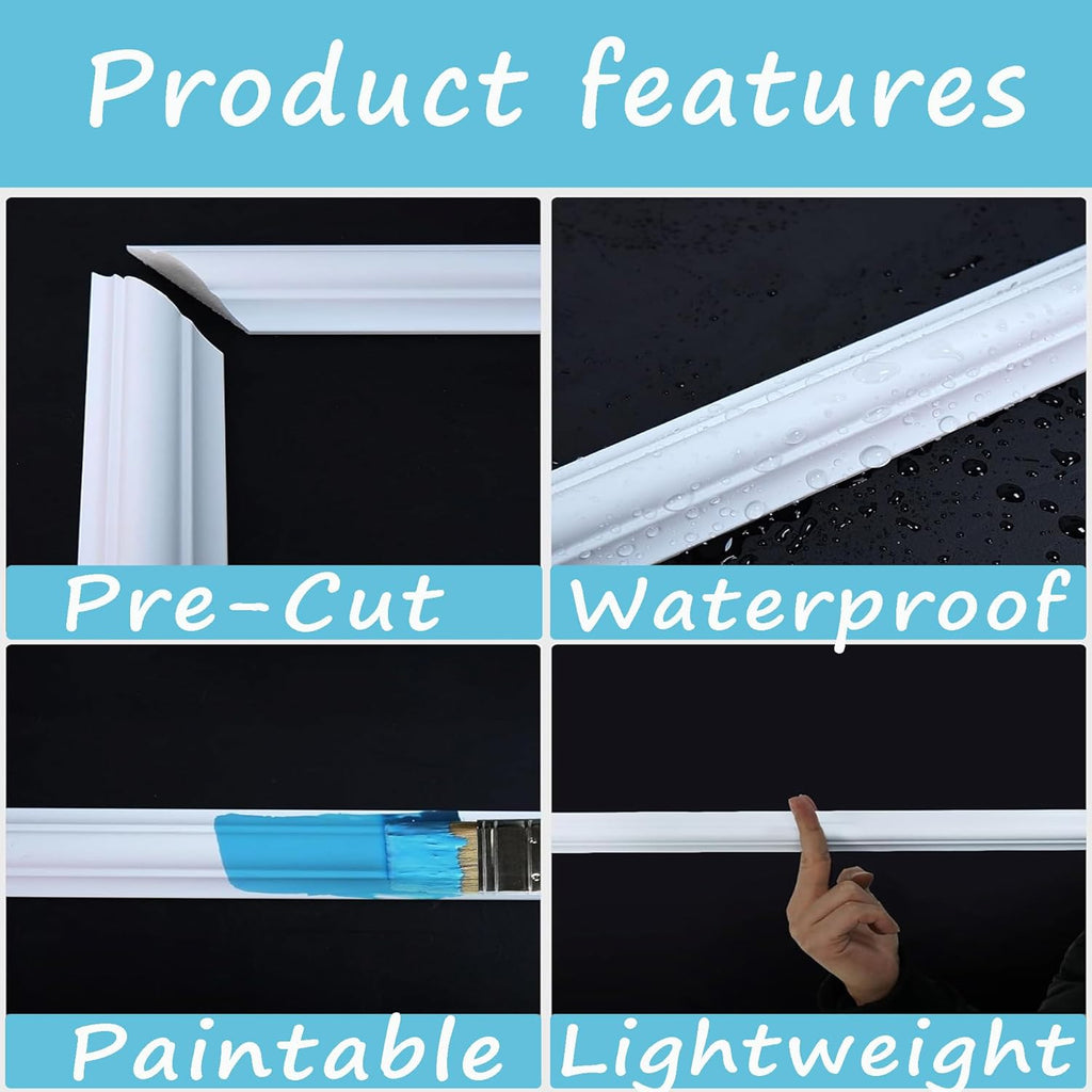 3 PCS Premade Wainscoting Panels Accent Wall Panels for Interior Wall Decor Easy DIY Build and Batten Chair Rail & Picture Frame Door Decor (8 x 24 in)