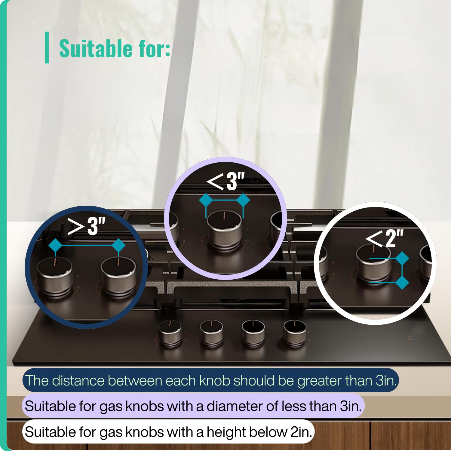Stove Knob Covers for Child Safety - 5+1 Pack Upgraded Double-Key Design, Universal Fit Gas Oven Knob Locks, Heat-Resistant Clear View Baby Proof Covers for Kids and Pets (White)