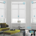 SmartWings Motorized Smart Roller Shades in Light Filtering, Electric Blinds with Remote for Windows Compatible with Alexa/Google Home/Homekit, Customized, 70% Blackout Essential White