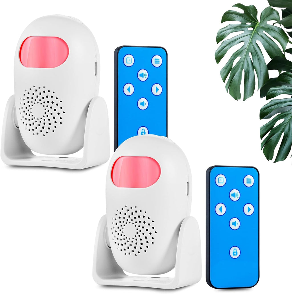 Motion Sensor Alarm with 17 Chimes 3 Alarm Modes 4 Volume Levels Wireless Motion Detector Alarm with Remote 110dB Home Security Alarm (2 Motion Detector, 2 Remote Control)