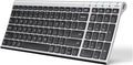 iClever BK10 Bluetooth Keyboard, Wireless Rechargeable Ultra-Slim Keyboard with Long Battery Life, Compatible with iOS, Android, Windows, Mac for iPad, Tablet, Laptop, PC, Phone (Silver Black)