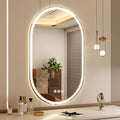 BEAUTYPEAK 48x28 LED Oval Bathroom Mirror with Lights, Anti-Fog, Dimmable, Backlit + Front Lit, Lighted Bathroom Vanity Mirror for Wall, 3 Colors, Memory Function, Tempered Glass, Shatter-Proof