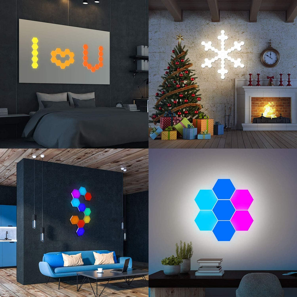 Hexagonal Wall Light Modular Touch Sensitive Lights Creative Geometry Assembly LED Hexagon Lights Suitable for Iving Room,Bedrooms,DIY Lovers, Gifts (10 Pack)