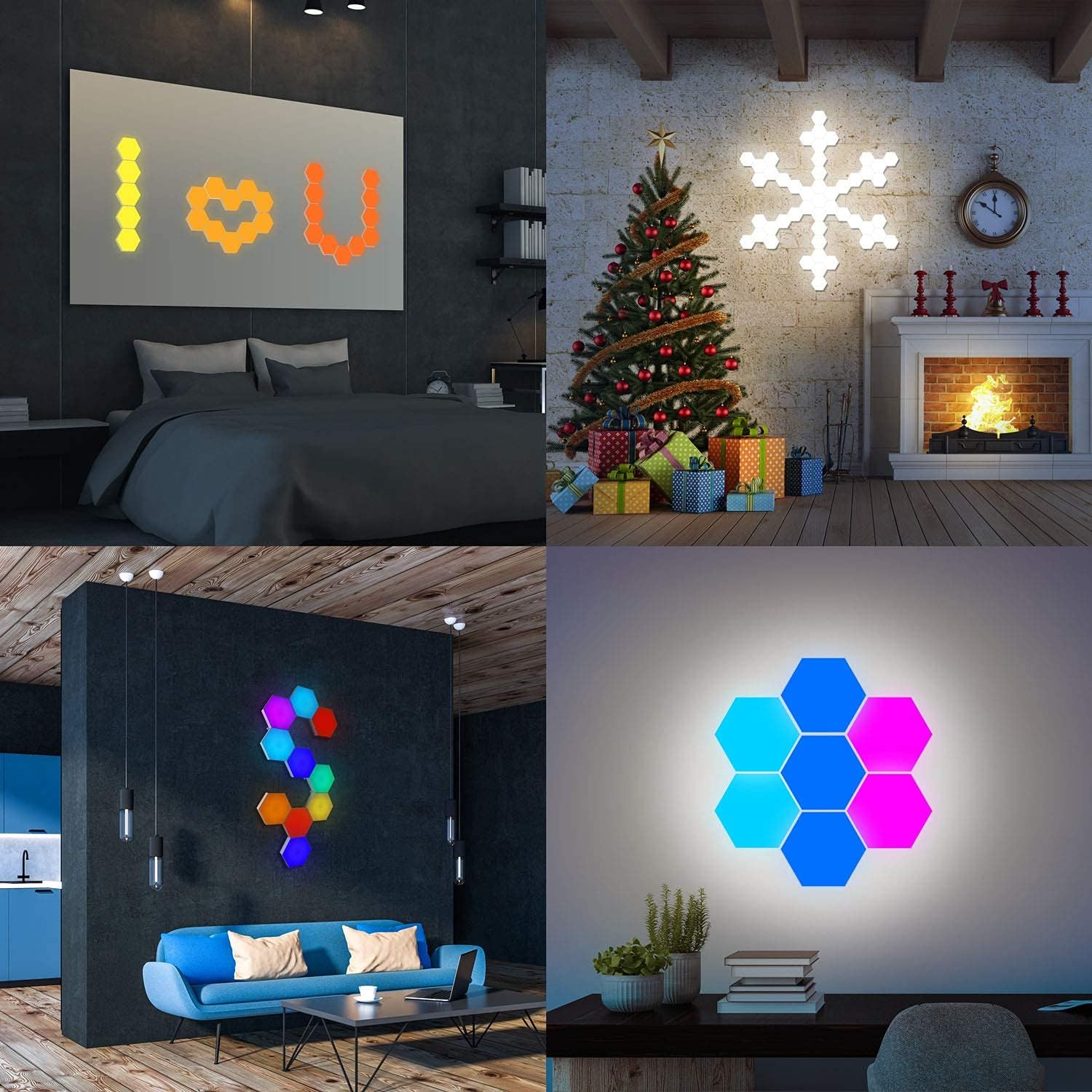 Hexagonal Wall Light Modular Touch Sensitive Lights Creative Geometry Assembly LED Hexagon Lights Suitable for Iving Room,Bedrooms,DIY Lovers, Gifts (10 Pack)