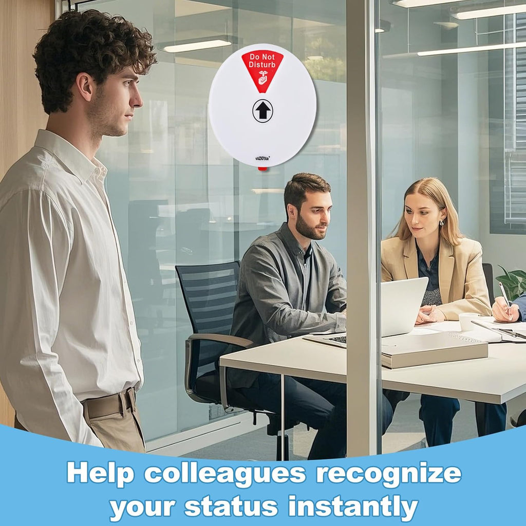 Rotating Office Door Sign with State Diagram - 6" Magnetic & Adhesive Privacy Sign with 6 Status Modes (In A Meeting/Working Remotely/Back Soon/Do Not Disturb/Out Of Office/Please Knock) (White, 6 inches)