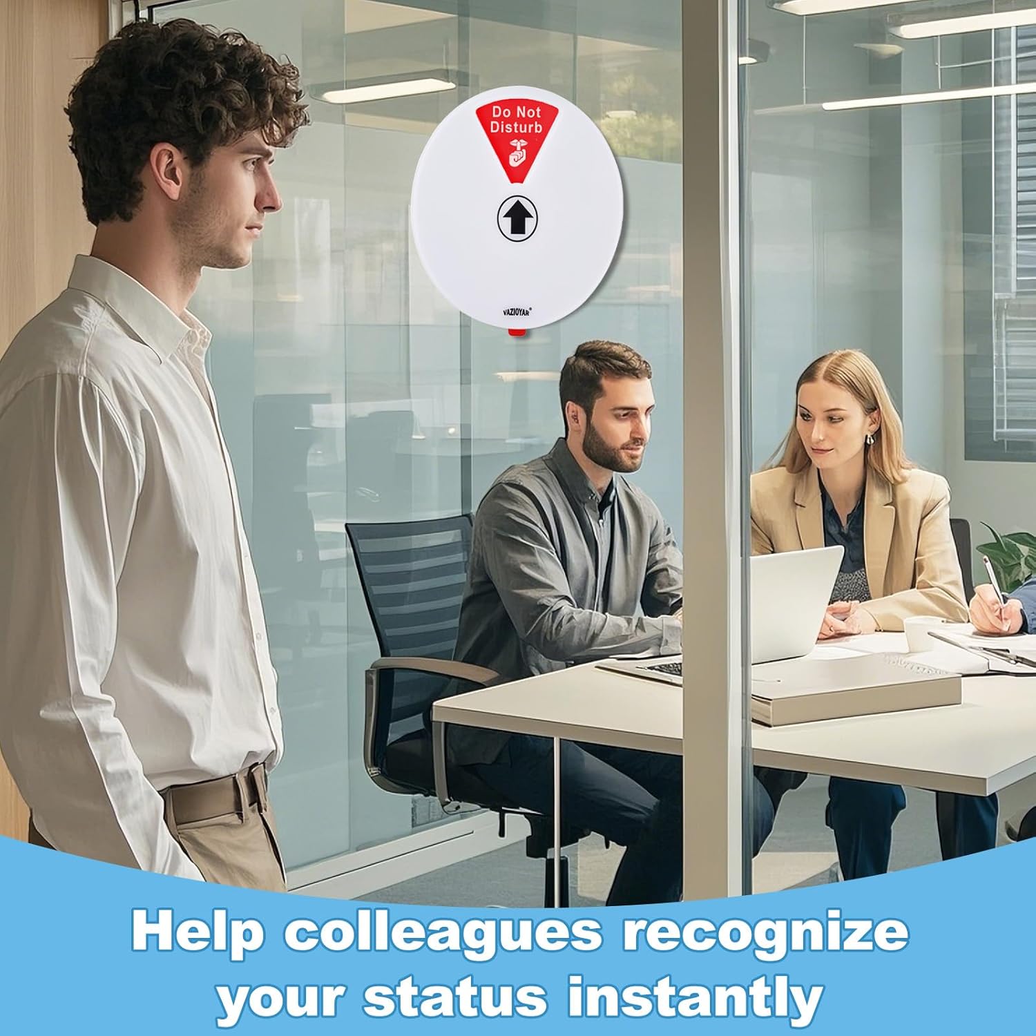 Rotating Office Door Sign with State Diagram - 6" Magnetic & Adhesive Privacy Sign with 6 Status Modes (In A Meeting/Working Remotely/Back Soon/Do Not Disturb/Out Of Office/Please Knock) (White, 6 inches)