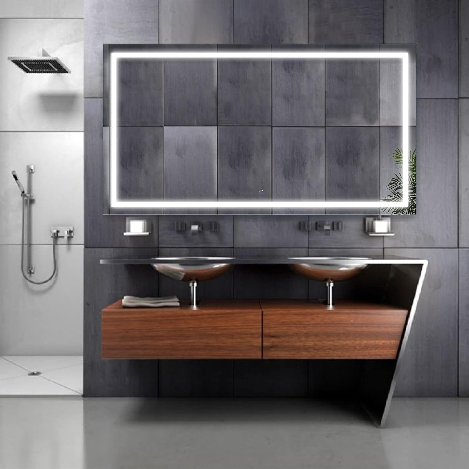 Krugg | Large 66 Inch X 36 Inch LED Bathroom Mirror | Lighted Vanity Mirror Includes Dimmer & Defogger | Wall Mount Vertical or Horizontal Installation