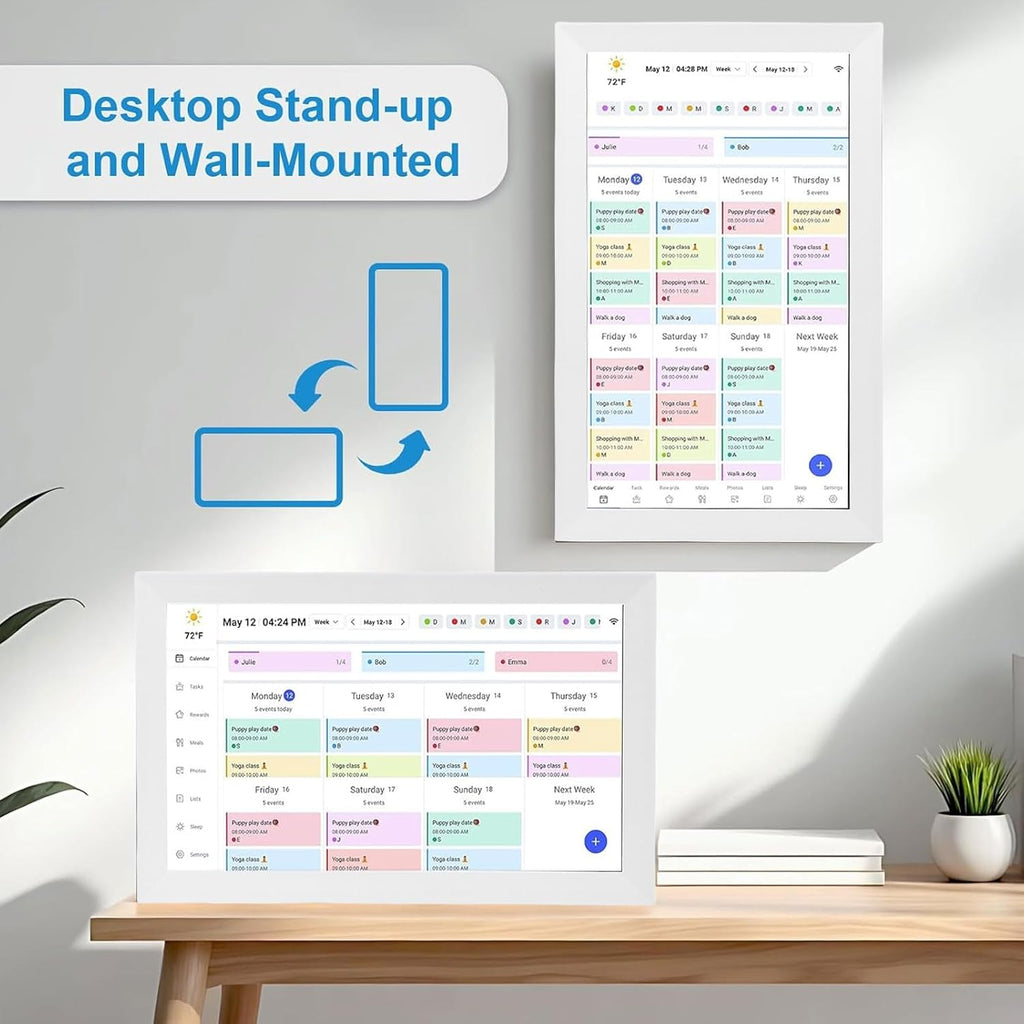 Bewinner 15.6 Inch Wall Planner Digital Calendar & Chore Chart, Smart Touchscreen Wall Calendars Interactive Display with APP for Family Schedules, Electronic Picture Frame (US Plug)
